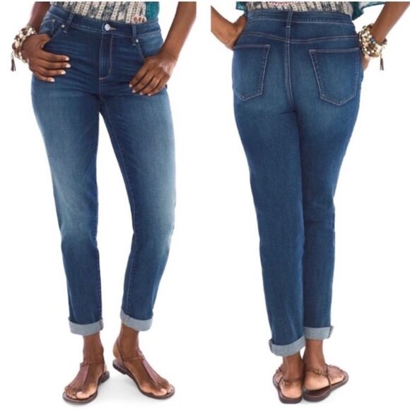 NWT Chico’s Boyfriend Ankle Jeans in Menlo Park Indigo Blue Women’s 0.5 (6 R) - Picture 1 of 12